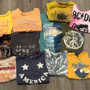 bundle of graphic rock crop tees